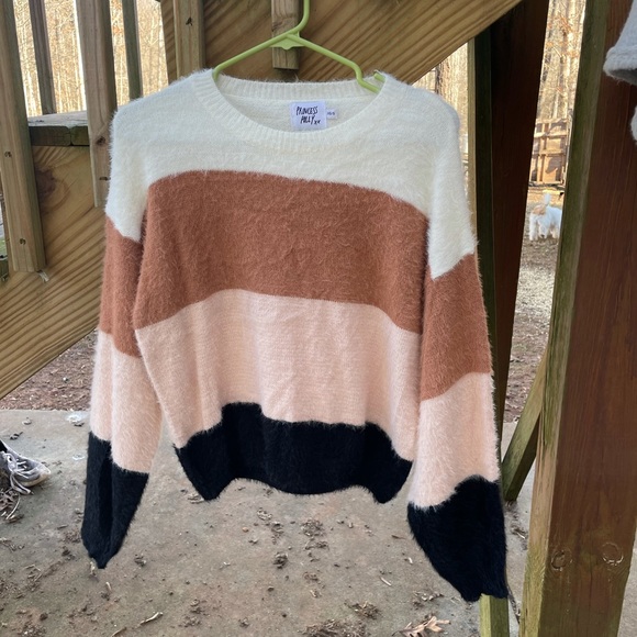 Princess Polly Petronilla Crew Neck Multi Colorblock Fuzzy Sweater - Picture 4 of 7